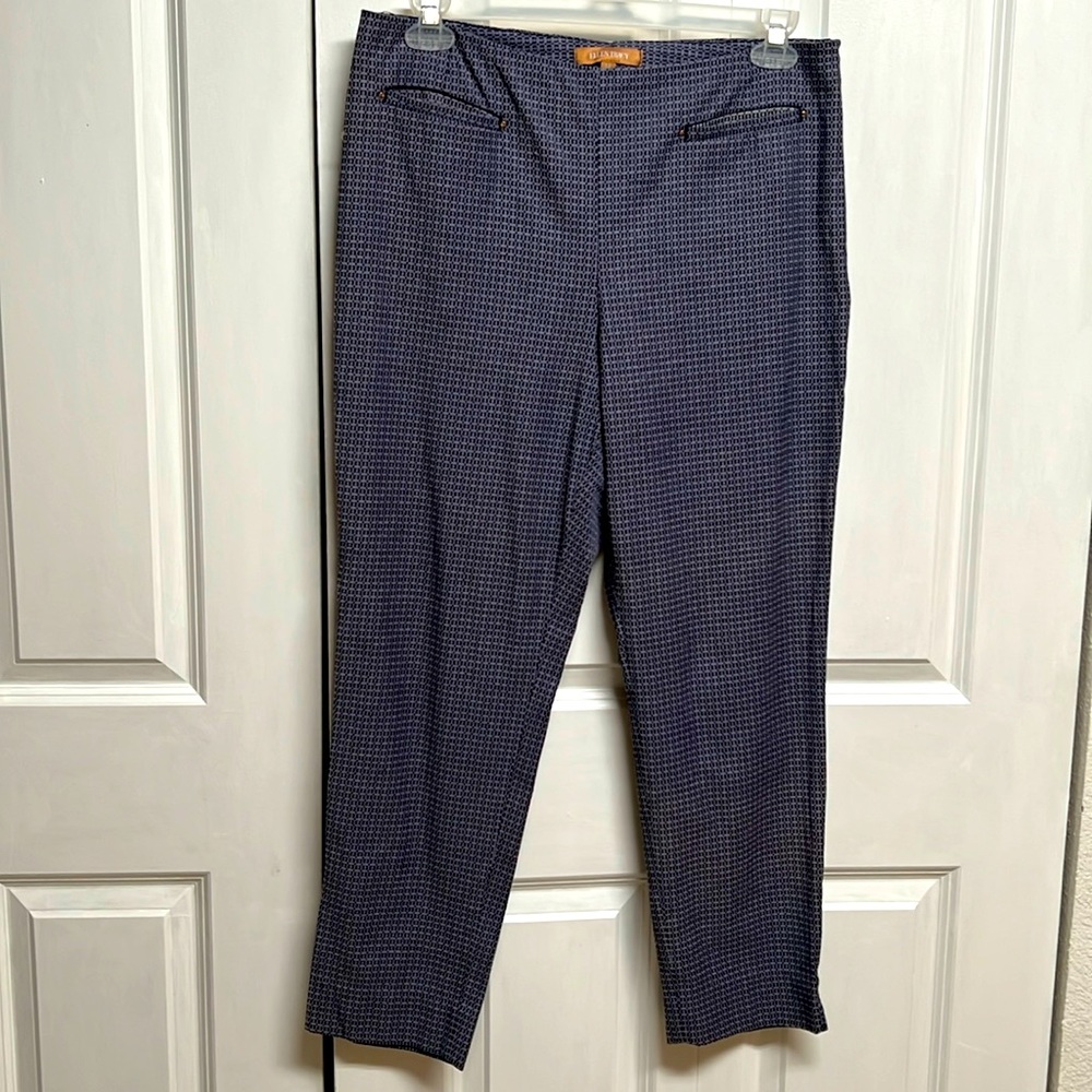 Ellen Tracy Two Tone Purple Print Mid Rise Pocket Dress Crop Pants Size 14